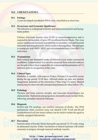 78
RESPIRATORY DISEASES
11.0 NEWCASTLE DISEASE
12.0 INFECTIOUS LARYNGOTRACHEITIS
13.0 AVIAN INFLUENZA
14.0 INFECTIOUS BRONCHITIS
15.0 MYCOPLASMOSIS
16.0 CORYZA
17.0 ASPERGILLOSIS
http://www.growelagrovet.com
https://www.facebook.com/growelagrovet
 
