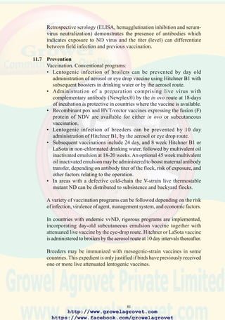 83
65. Hemorrhage of the mucosa
of the proventriculitis due
to velogenic Newcastle
disease. (Courtesy of the
University of Georgia).
66. Acute onset of ocular
discharge accompanied by
high flock morbidity may
denote infectious
laryngotracheitis, infectious
bronchitis, coryza, or mild
avian influenza.
http://www.growelagrovet.com
https://www.facebook.com/growelagrovet
 