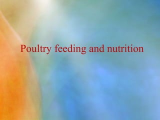 Poultry feeding and nutrition
 