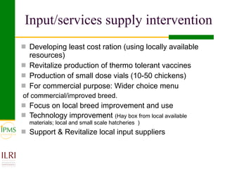 IPMS experience sharing workshop: Poultry group report