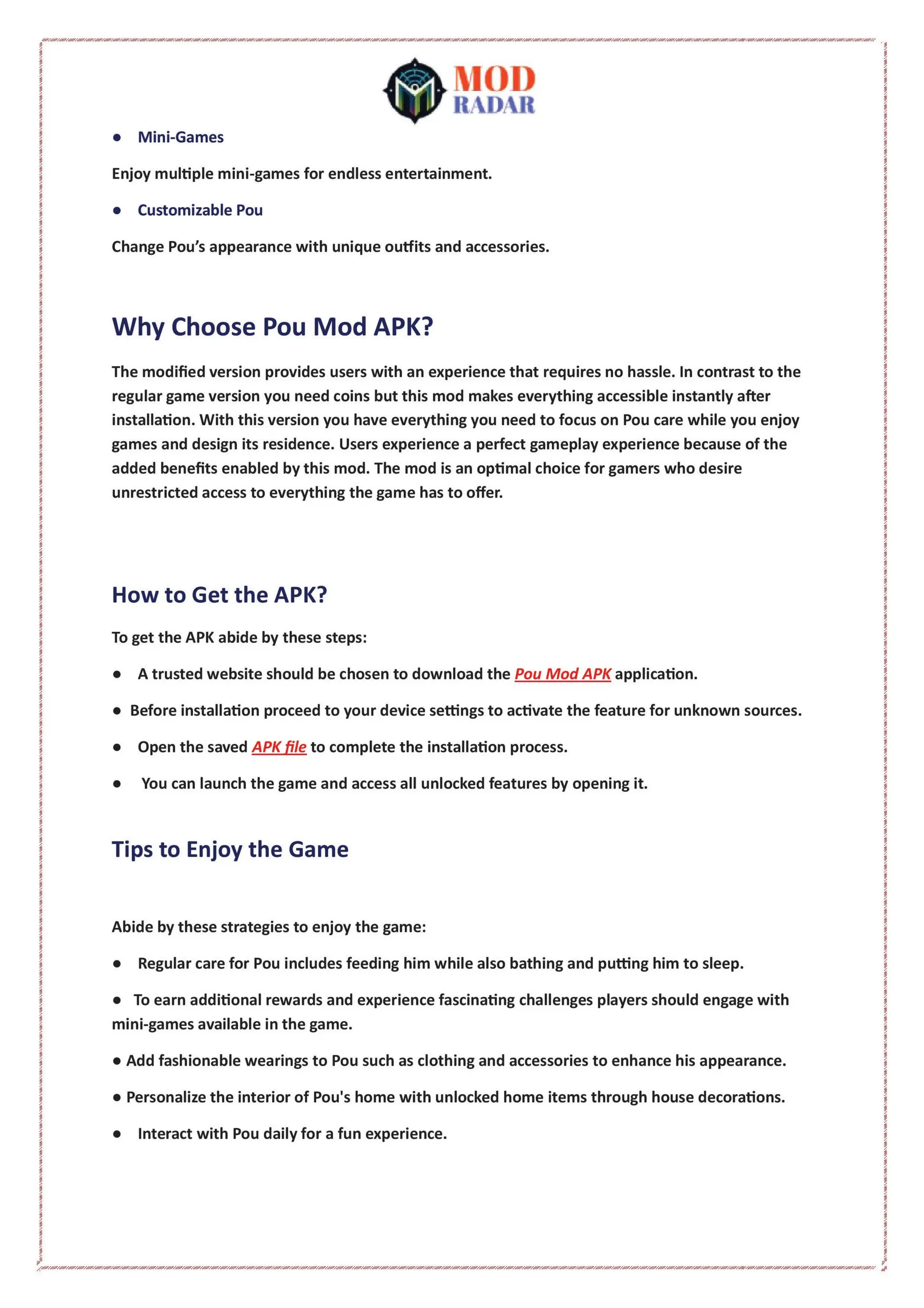 Pou Mod APK: Unlimited Fun with Your Virtual Pet