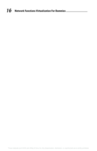 Network Functions Virtualization For Dummies 16
These materials are © 2016 John Wiley  Sons, Inc. Any dissemination, distribution, or unauthorized use is strictly prohibited.
 
