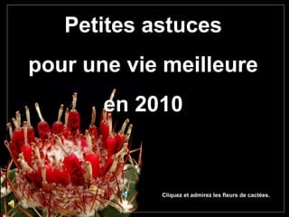 Petites astucesPetites astuces
pour une vie meilleurepour une vie meilleure
en 2010en 2010
Cliquez et admirez les fleurs de cactées.
 