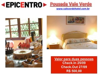 Valor para duas pessoas
Check.In 23/09
Check.Out 25/09
R$ 460,00
Campos do Jordão Hostel
www.camposdojordaohostel.com.br
 