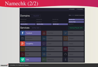 nAcademy  Le 2 juillet 2015 Neuros ­ 
Namechk (2/2)
 