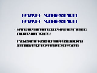 poverty = social exclusion poverty = social exclusion having and maintaining good health lies in feeling included within society involvement in recreation and physical activity can mitigate some of the effects of poverty 