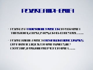Poverty and Health Poverty is a  more reliable predictor  of poor health than smoking, obesity, stress, or high cholesterol  Dr. Dennis Raphael Poverty reliably predicts  most major chronic diseases , death from injury, use of health services, life expectancy, personal perception of health  Dr. Dennis Raphael 