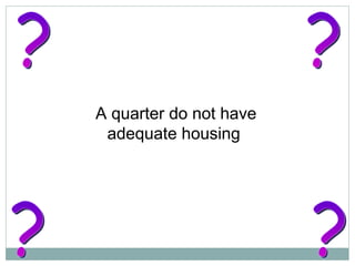 A quarter do not have adequate housing  ? ? ? ? 