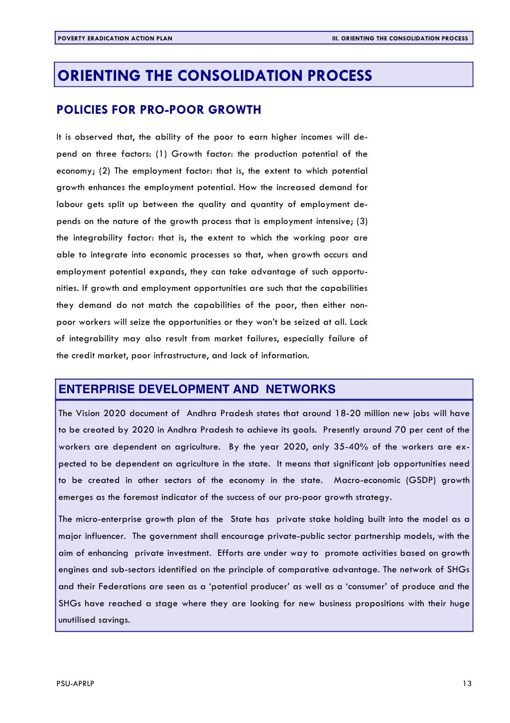 Poverty Eradication Action Plan Of Andhra Pradesh