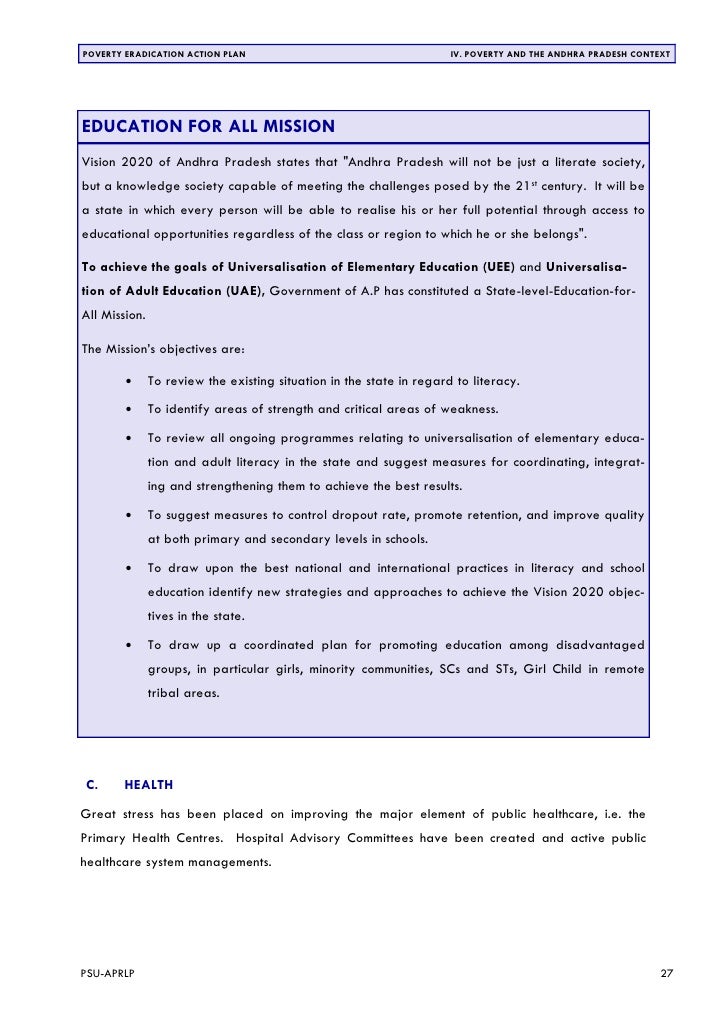 Poverty Eradication Action Plan Of Andhra Pradesh