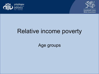 Relative income poverty
Age groups
 