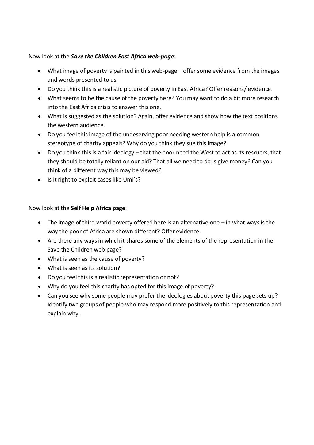 Poverty worksheet