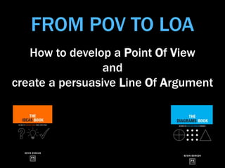 FROM POV TO LOA
How to develop a Point Of View
and
create a persuasive Line Of Argument
 