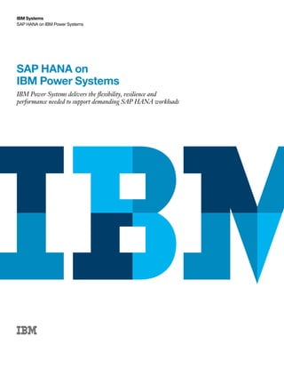 SAP HANA on IBM Power Systems
IBM Systems
SAP HANA on
IBM Power Systems
IBM Power Systems delivers the flexibility, resilience and
performance needed to support demanding SAP HANA workloads
 