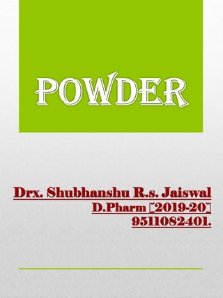Drx. Shubhanshu R.s. Jaiswal
D.Pharm [2019-20]
9511082401.
 