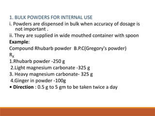 Powder Introduction Unit Powders Unit- II First Year B. Pharmcy | PPTX