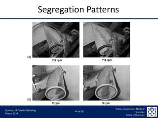 9/5/2015 44
Scale up of Powder Blending
March 2014
44 of 50
Tehran University of Medical
Sciences
School of Pharmacy
Segregation Patterns
 