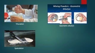 Spatulation
Trituration
Geometric dilution
 