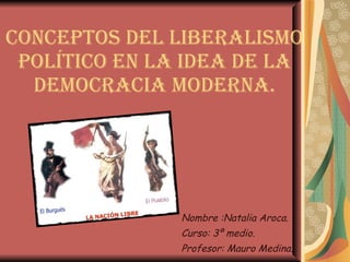 Conceptos del liberalismo Político en la idea de la Democracia Moderna. Nombre :Natalia Aroca. Curso: 3º medio. Profesor: Mauro Medina. 