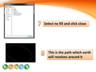Select no fill and click close

This is the path which earth
will revolves around it

 