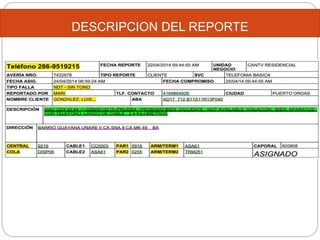 DESCRIPCION DEL REPORTE
 