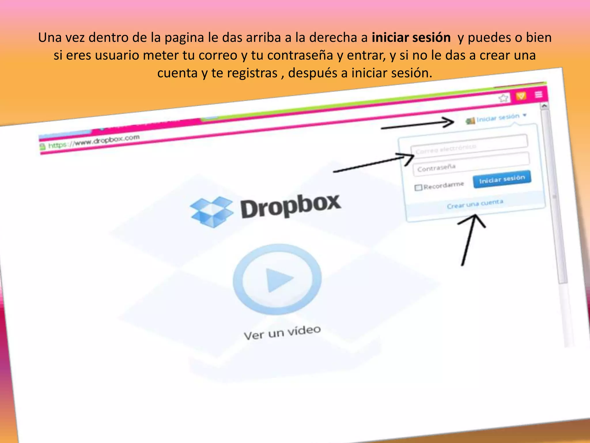 Una vez dentro de la pagina le das arriba a la derecha a iniciar sesión y puedes o bien
  si eres usuario meter tu correo y tu contraseña y entrar, y si no le das a crear una
                   cuenta y te registras , después a iniciar sesión.
 