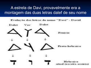 A estrela de Davi, provavelmente era a
montagem das duas letras dalef de seu nome
 
