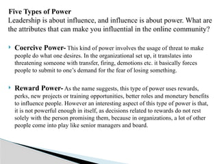 Influential Power Examples Understanding Power: Types, Sources, and Influence in Leadership | PPTX
