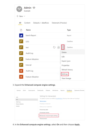 3. Expand the Enhanced compute engine settings.
4. In the Enhanced compute engine settings, select On and then choose Apply.
 