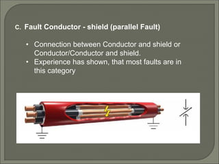 C. Fault Conductor - shield (parallel Fault)
• Connection between Conductor and shield or
Conductor/Conductor and shield.
• Experience has shown, that most faults are in
this category
 