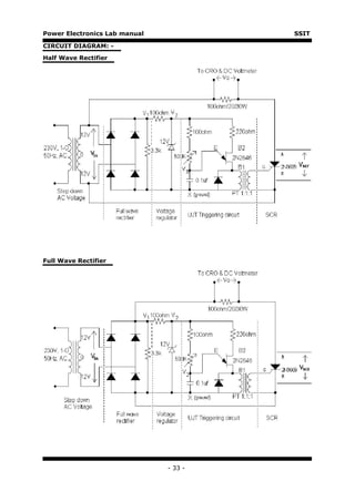 Power Electronics Lab manual            SSIT

CIRCUIT DIAGRAM: -

Half Wave Rectifier




Full Wave Rectifier




                               - 33 -
 