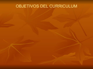 OBJETIVOS DEL CURRICULUM 