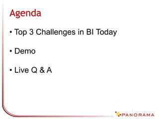 Agenda Top 3 Challenges in BI Today