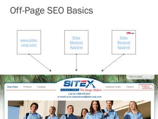 Off-Page SEO Basics
www.sitex-
corp.com
Sitex
Medical
Apparel
Sitex
Medical
Apparel
 