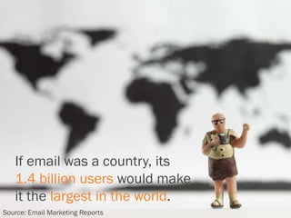 If email was a country, its
1.4 billion users would make
it the largest in the world.
Source: Email Marketing Reports
 