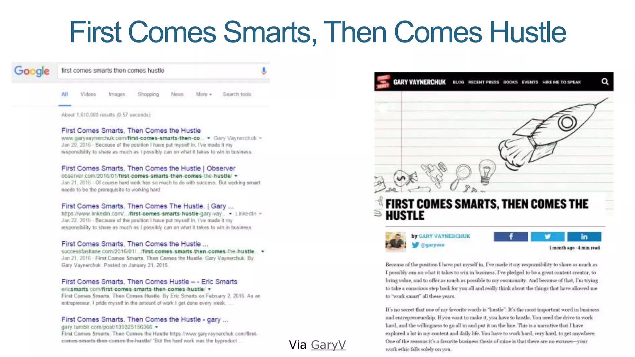 First Comes Smarts, Then Comes Hustle
Via GaryV
 