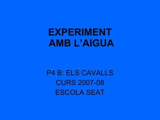 EXPERIMENT  AMB L’AIGUA P4 B: ELS CAVALLS CURS 2007-08 ESCOLA SEAT 