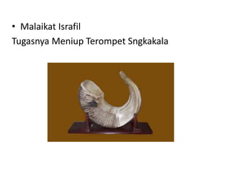 • Malaikat Israfil
Tugasnya Meniup Terompet Sngkakala
 