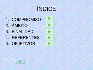 ÍNDICE COMPROMISO ÁMBITO  FINALIDAD REFERENTES OBJETIVOS 