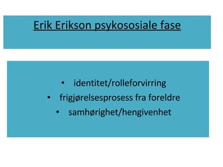 Erik Erikson psykososiale fase ,[object Object],[object Object],[object Object]