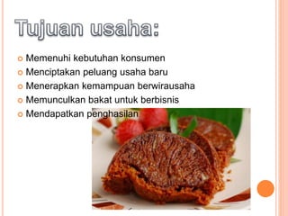  Memenuhi kebutuhan konsumen
 Menciptakan peluang usaha baru
 Menerapkan kemampuan berwirausaha
 Memunculkan bakat untuk berbisnis
 Mendapatkan penghasilan
 