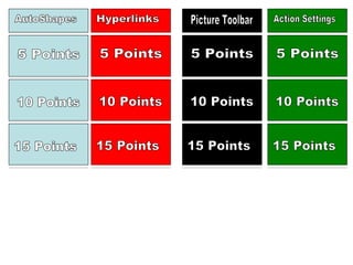 AutoShapes Hyperlinks Picture Toolbar Action Settings 5 Points 10 Points 15 Points 20 Points 25 Points 5 Points 10 Points 15 Points 20 Points 25 Points 5 Points 10 Points 15 Points 20 Points 25 Points 5 Points 10 Points 15 Points 20 Points 25 Points 
