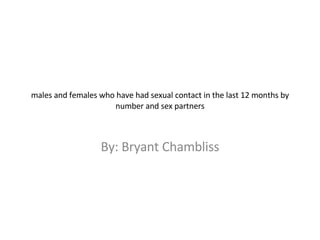 males and females who have had sexual contact in the last 12 months by number and sex partners By: Bryant Chambliss 