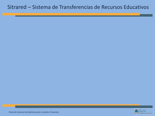 Dirección General de Administración y Gestión Financiera
Sitrared – Sistema de Transferencias de Recursos Educativos
 