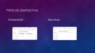 TIPOS DE DIAPOSITIVA 
Comparación Solo título 
 