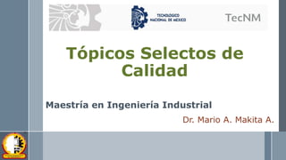 Tópicos Selectos de
Calidad
Maestría en Ingeniería Industrial
Dr. Mario A. Makita A.
 