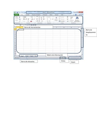 Barra de herramientas
Barra de
desplazamien
to
Matriz de información
Barra de etiquetas
Vistas
Zoom