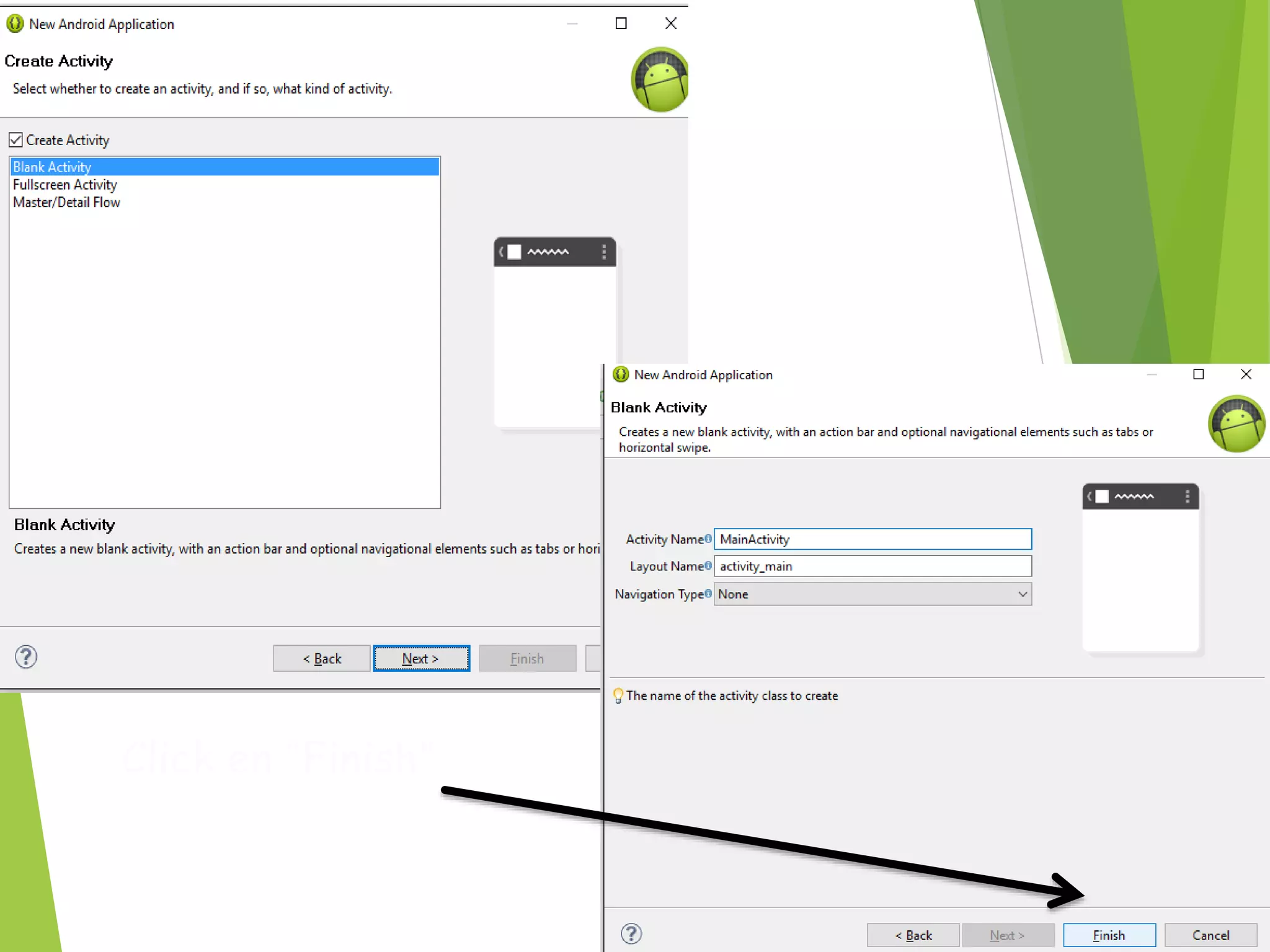 Click en “Finish”
