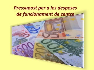 Pressupost per a les despeses
 de funcionament de centre
 