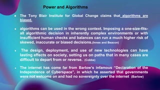 Tonny Innes presentation on 'Power and Algorithms'. as the part of Pop Culture | PPTX
